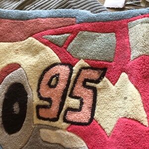 Cartoon '95' Accent Rug in Pink, Cream, Gray